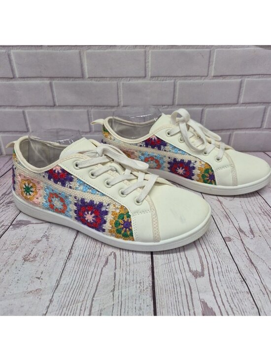 Dirty Laundry Shoes - Dirty Laundry Rambling Crochet Shoes Sneakers, Size 10/41 Granny Square Boho